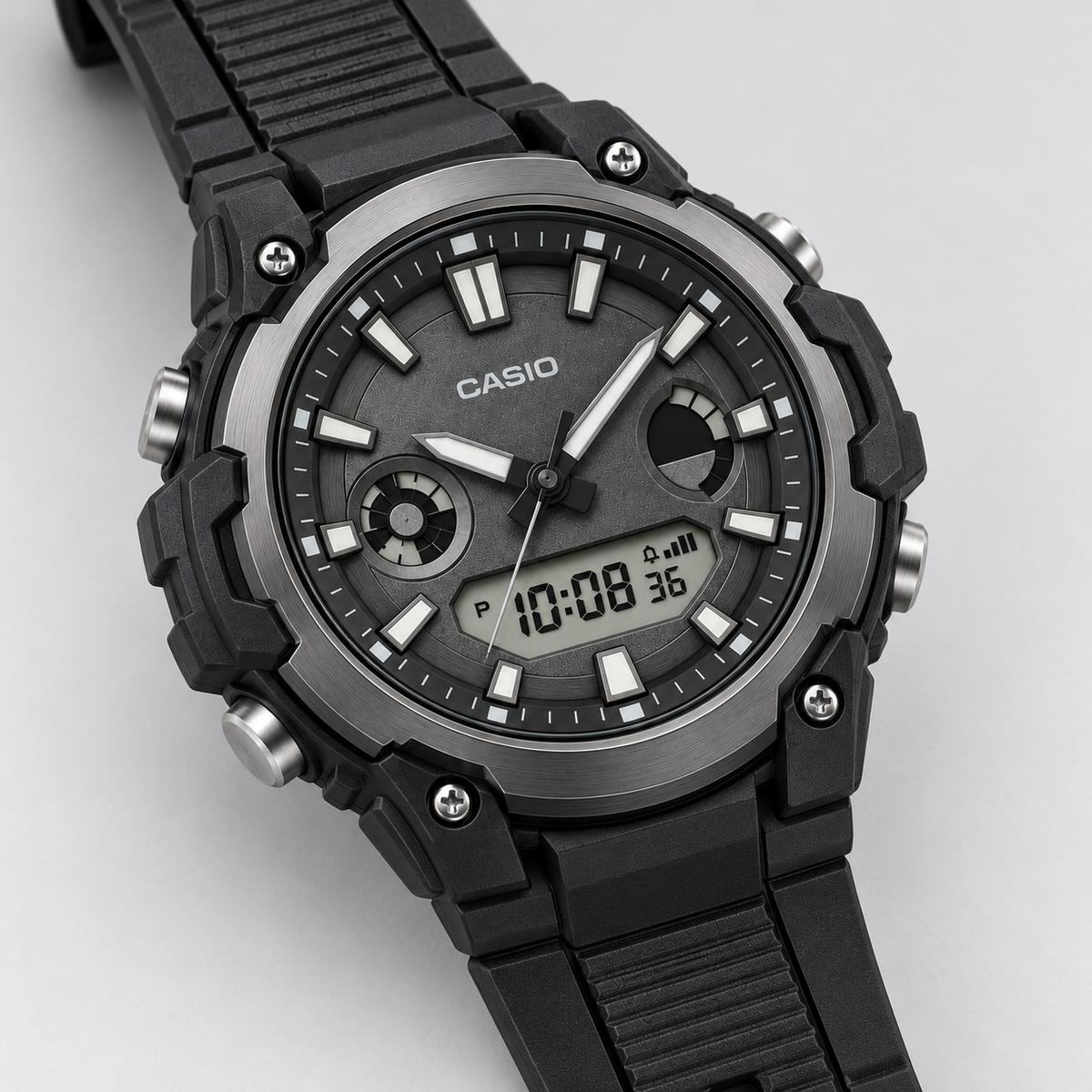 Casio Analog Digital Black watch — detail view