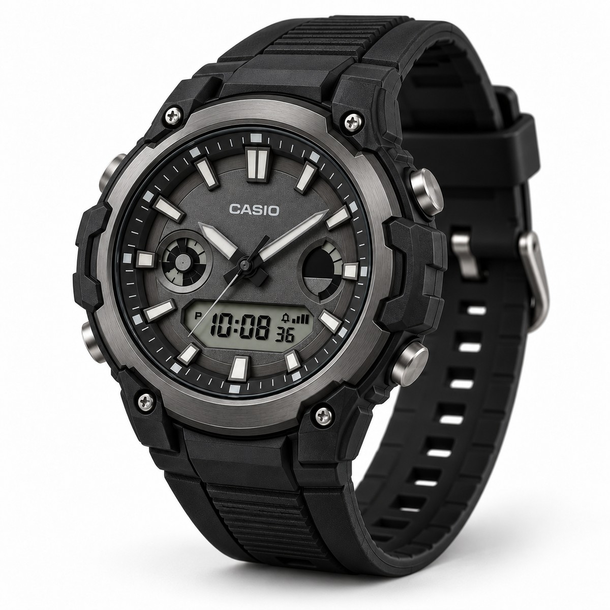 Casio Analog Digital Black watch — side view