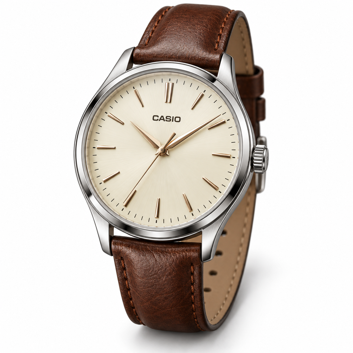 Brown leather strap watch design visualization