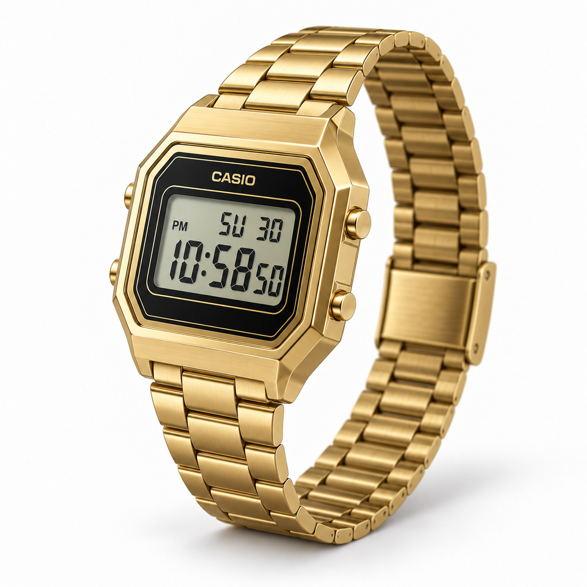 Casio Variant — Retro Digital Gold — side view