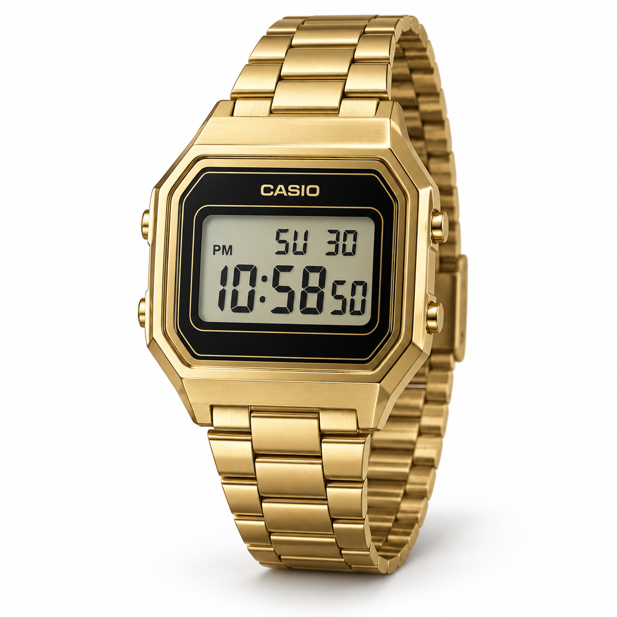 Gold retro digital watch design visualization