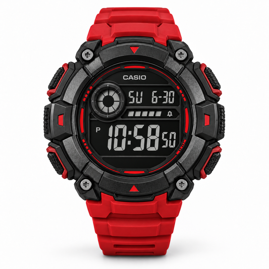 Casio Sport Digital Red — front view