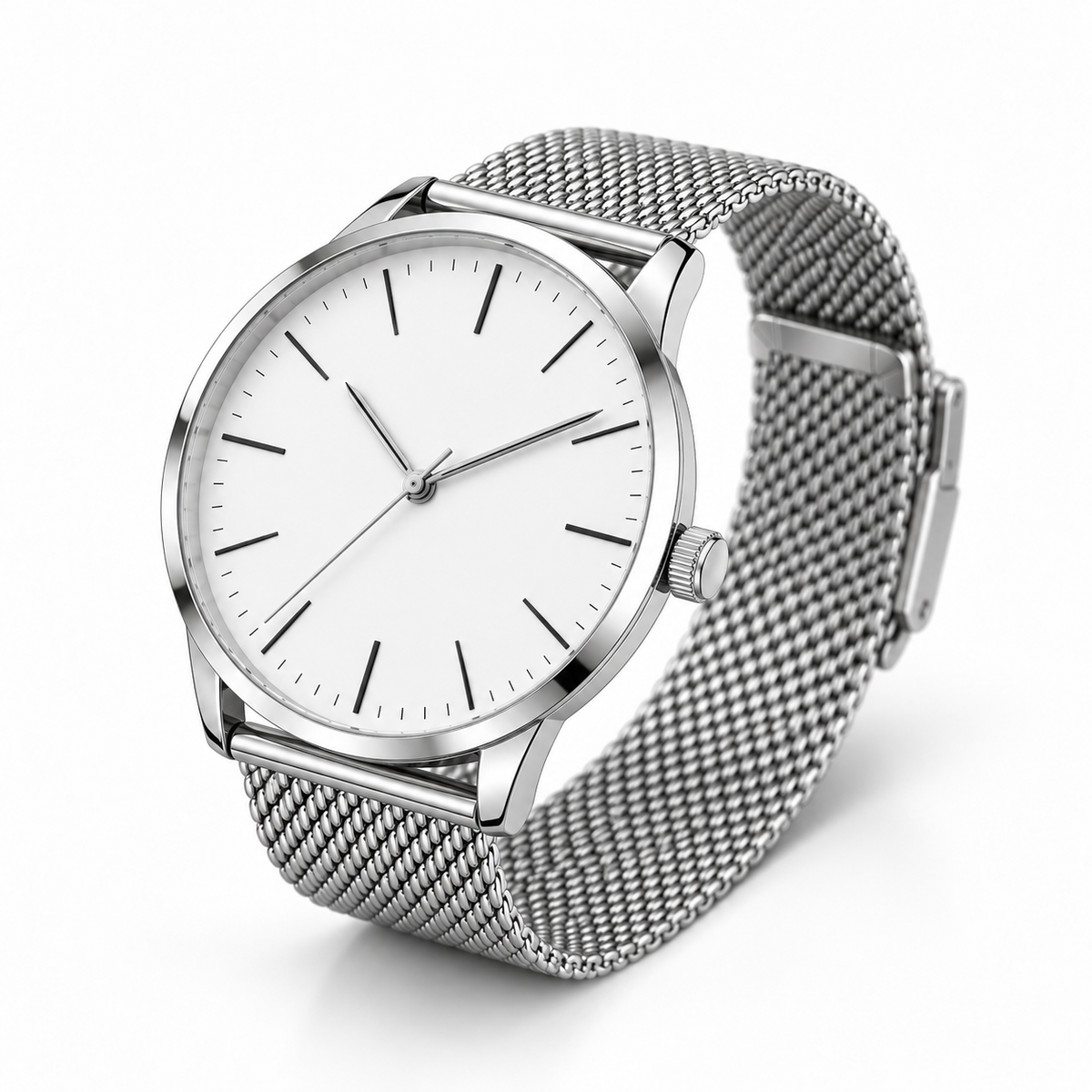 Reward Silver White Minimal watch, three-quarter angle
