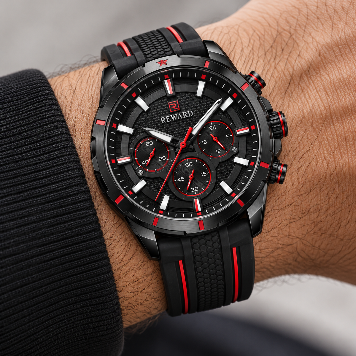 Reward Sport Black & Red watch worn on wrist
