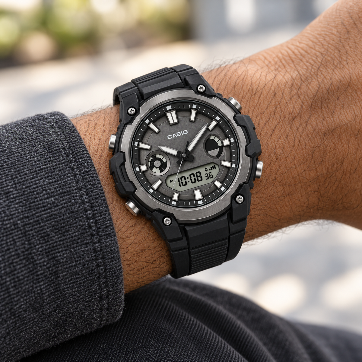 Casio Analog Digital Black watch — wrist lifestyle view