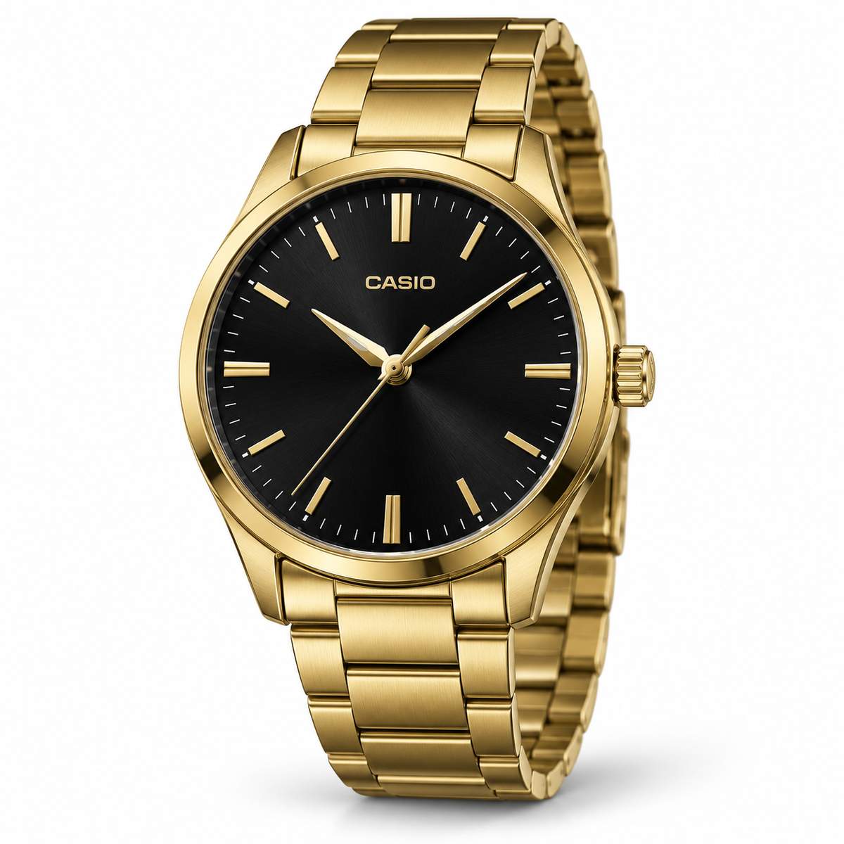 Gold bracelet black dial watch design visualization