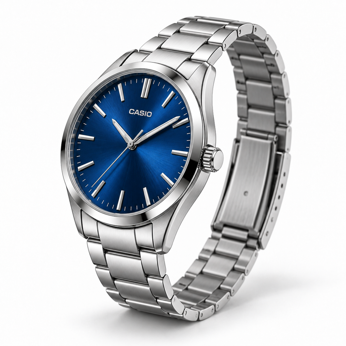Casio Variant — Analog Silver Blue — side view