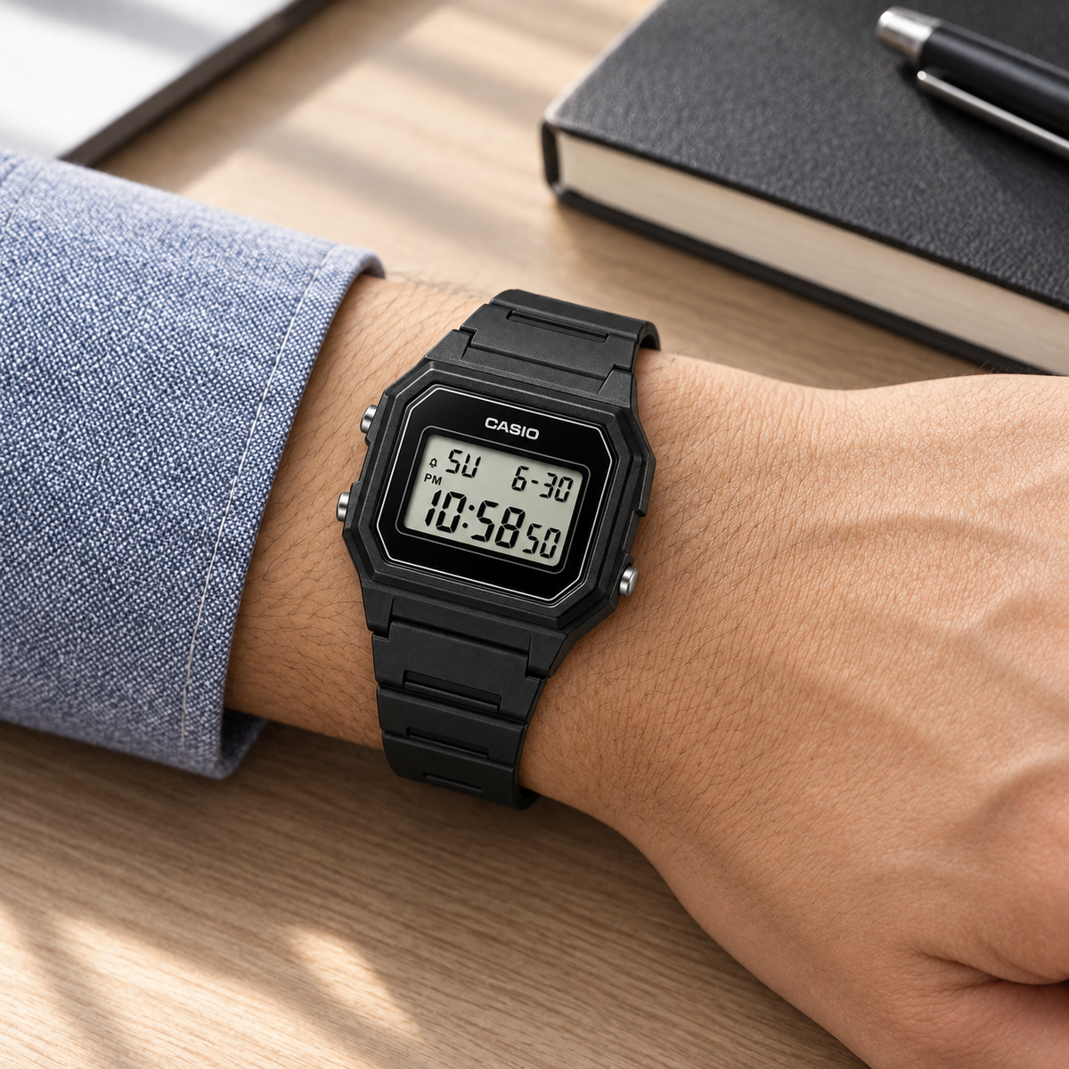Casio Classic Digital Black — wrist lifestyle view