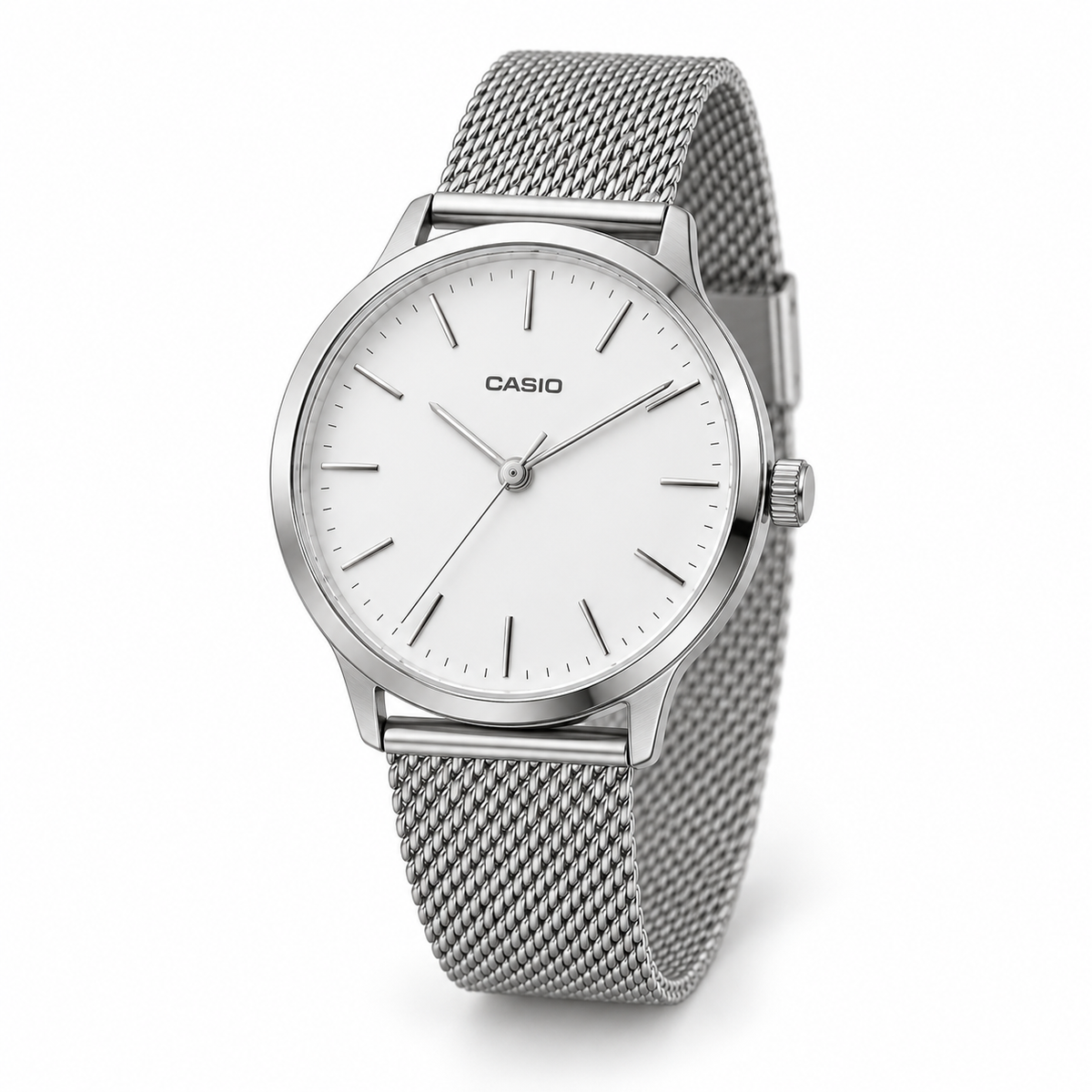 White dial mesh strap watch design visualization