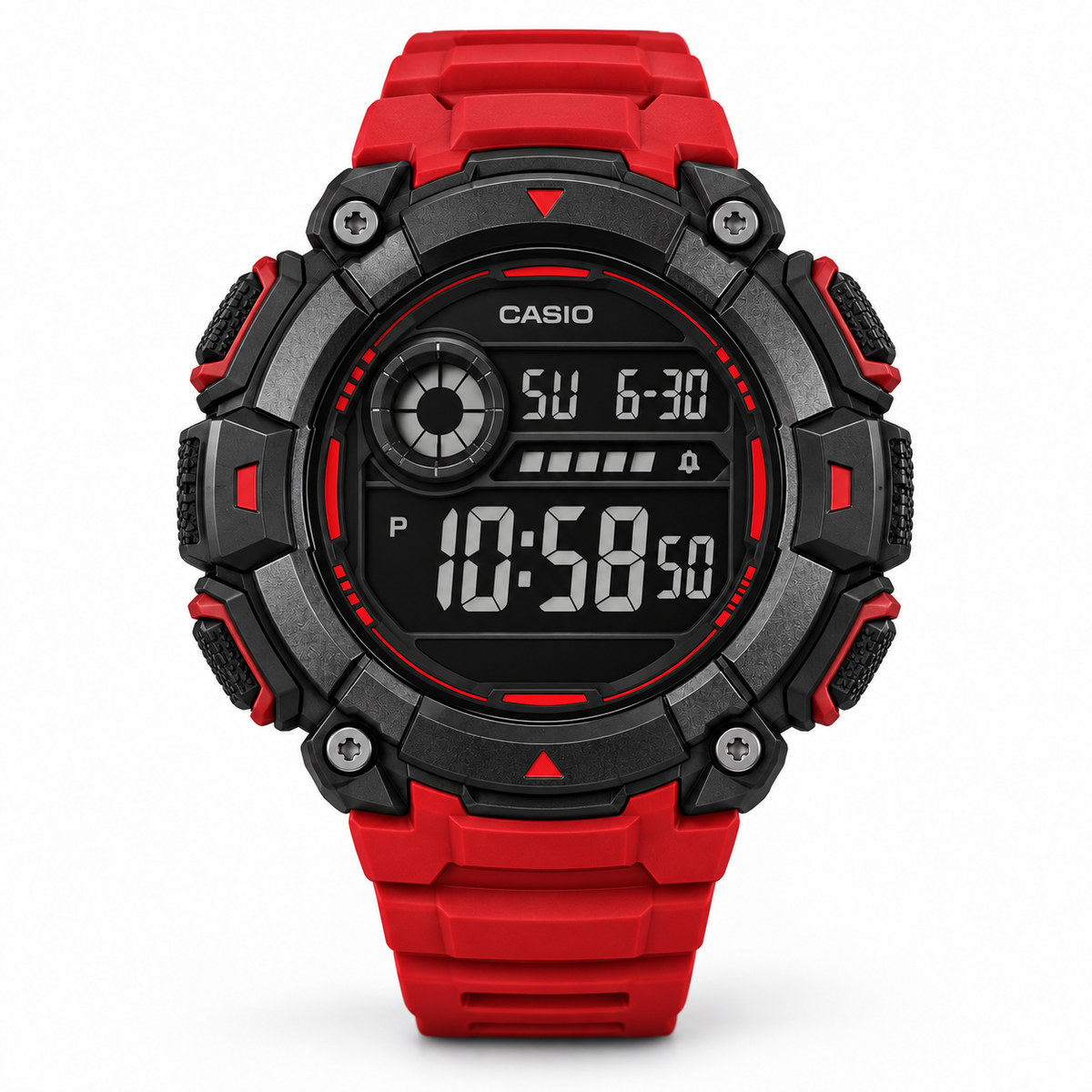 Casio Sport Digital Red — front view
