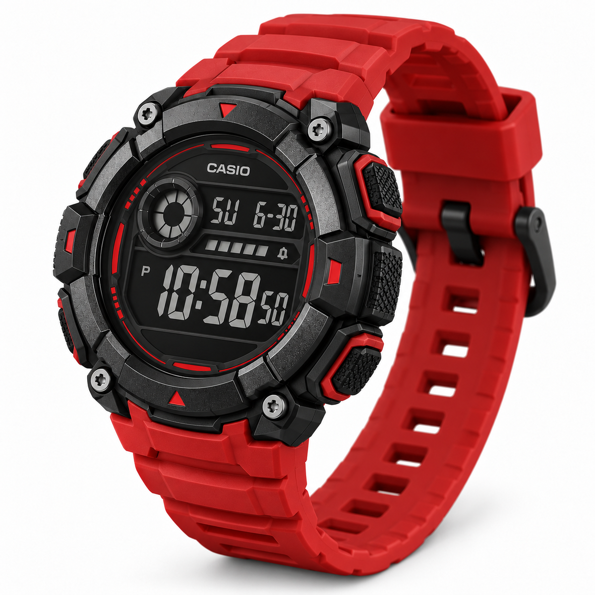 Casio Sport Digital Red — side view