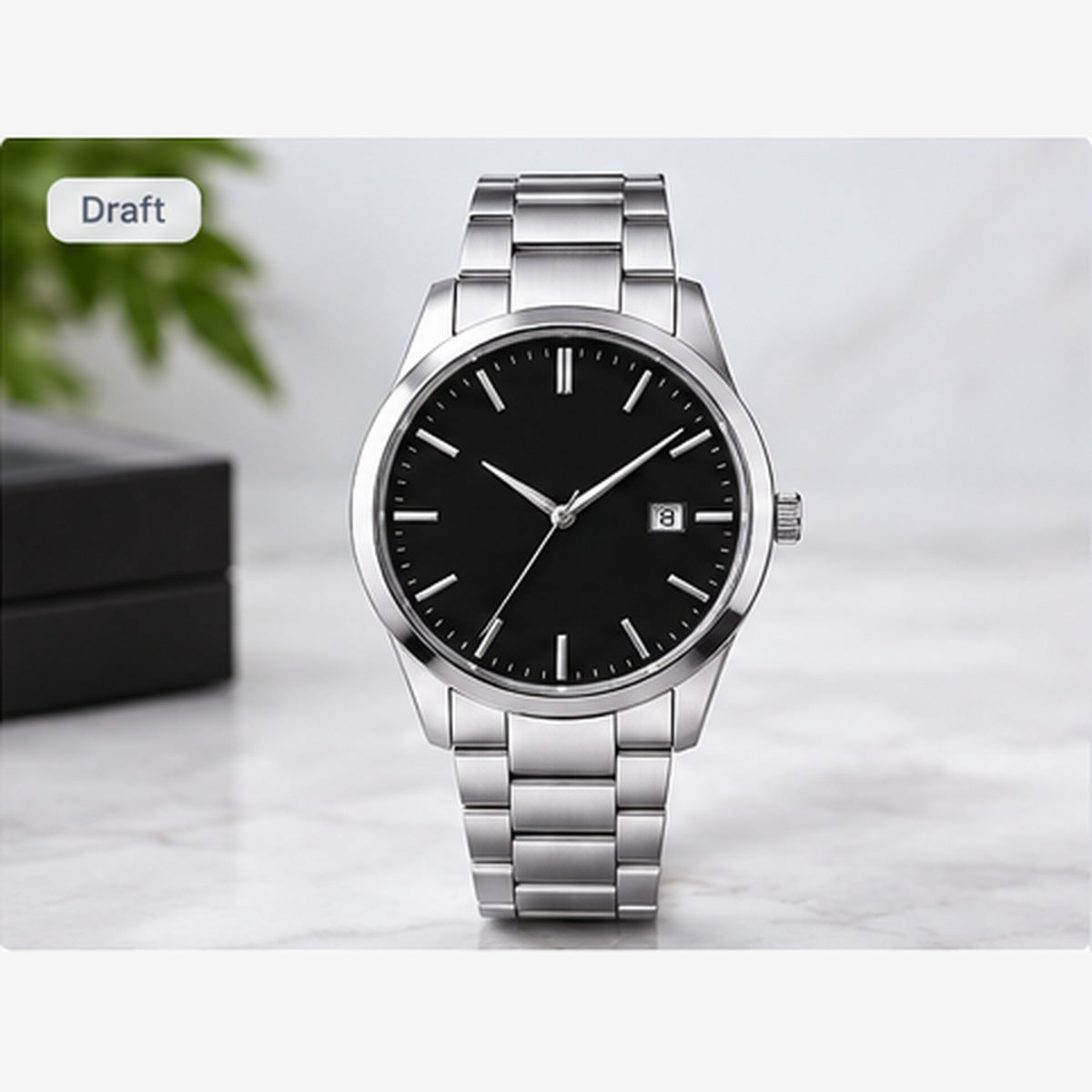 Concept image of a classic silver bracelet analog watch; illustrative placeholder, not verified supplier stock.