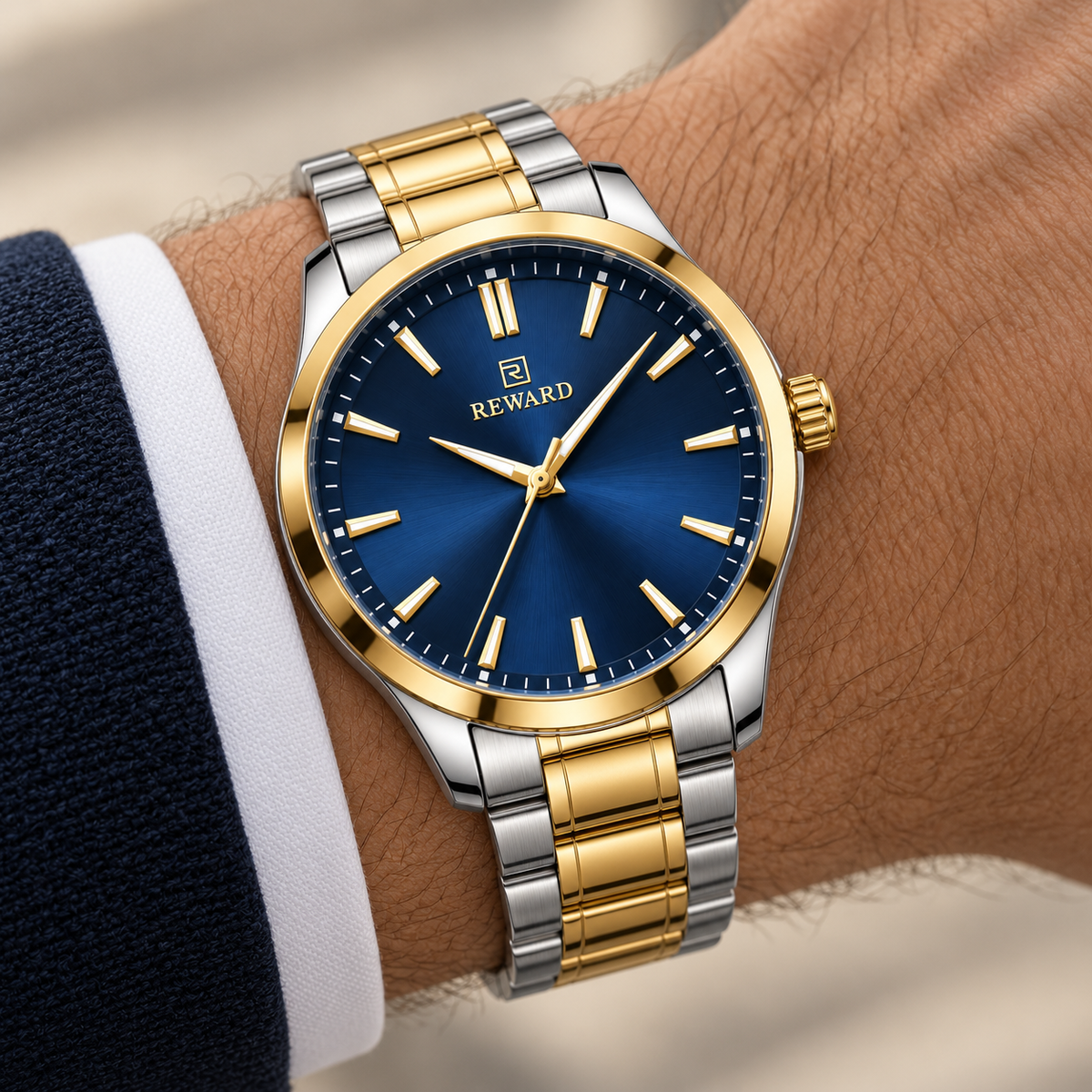 Reward Two-Tone Executive watch worn on wrist