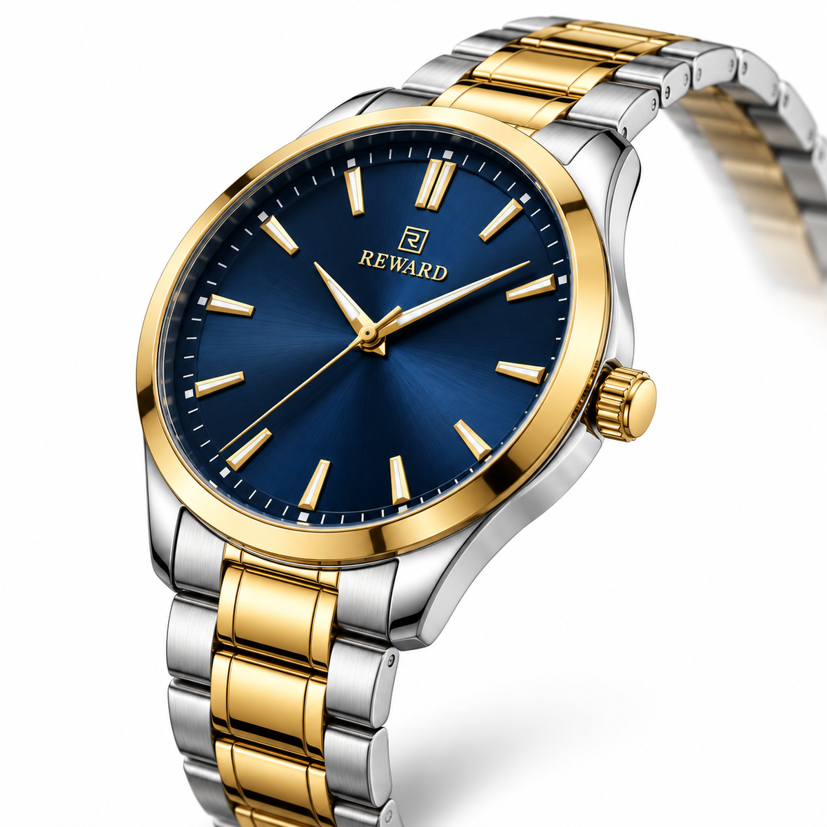Reward Two-Tone Executive watch, three-quarter angle