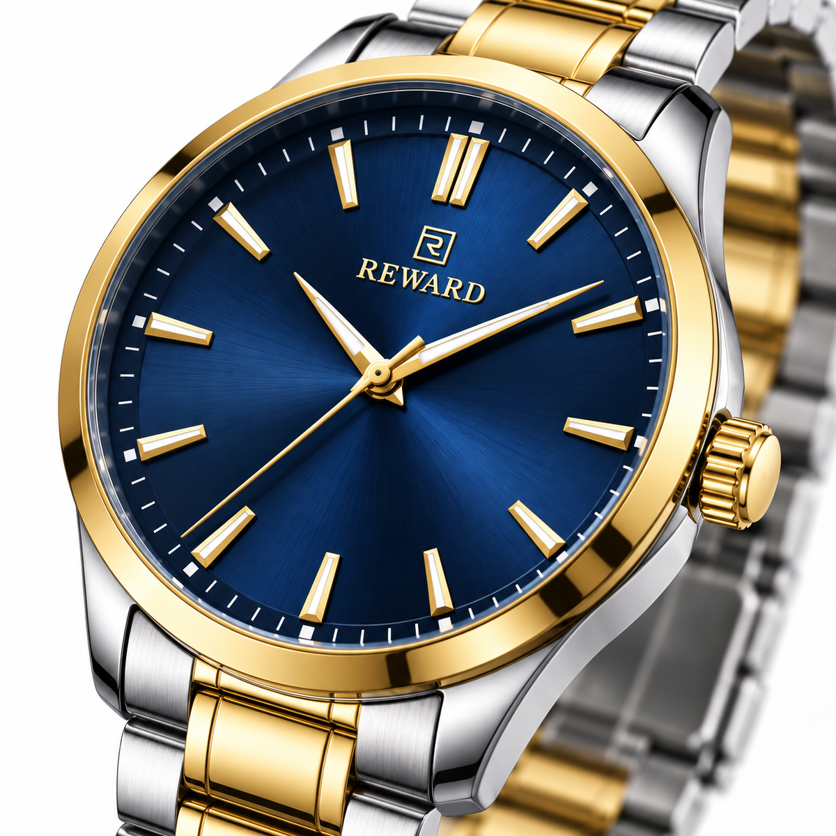 Reward Two-Tone Executive watch dial and crown detail