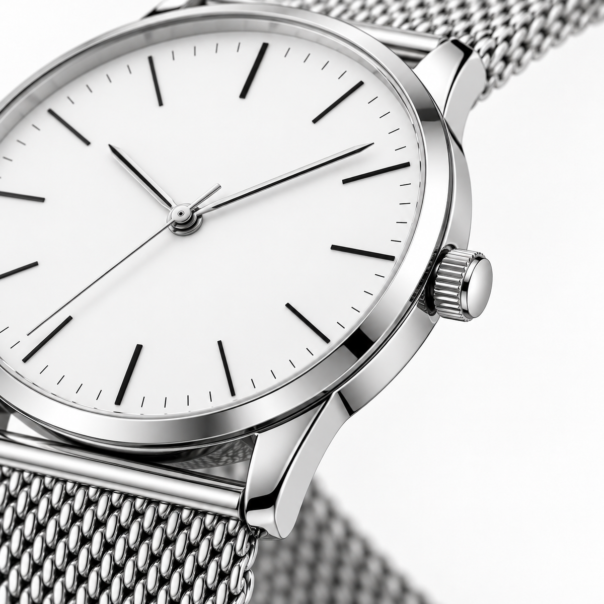 Reward Silver White Minimal dial and crown detail
