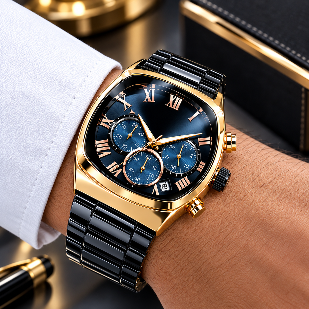 Premium Reward Watch for Men – Black & Gold