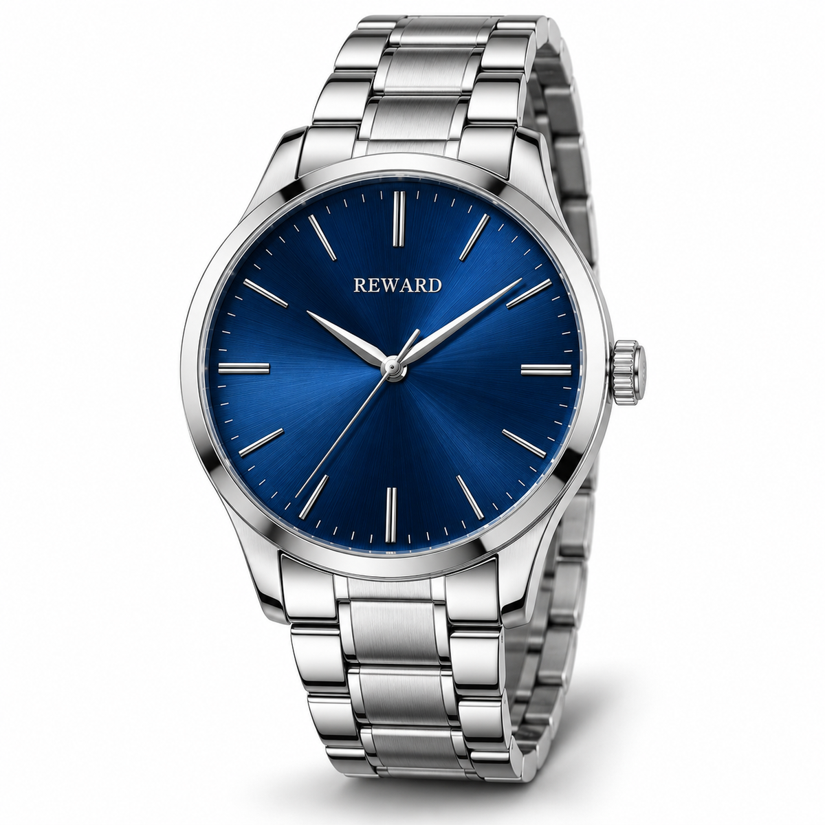 Reward Silver Blue Dial watch design