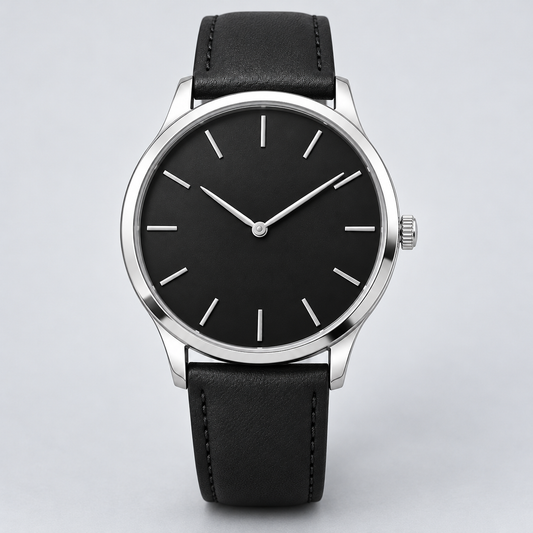 BlueMart Midnight Classic Watch — AI-generated straight-on front full watch studio photograph